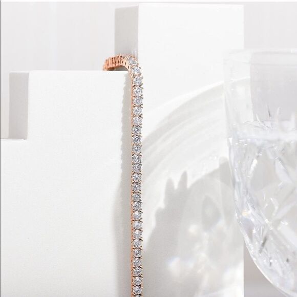 Elegant Rose Gold Tennis Bracelet - Picture 3 of 7